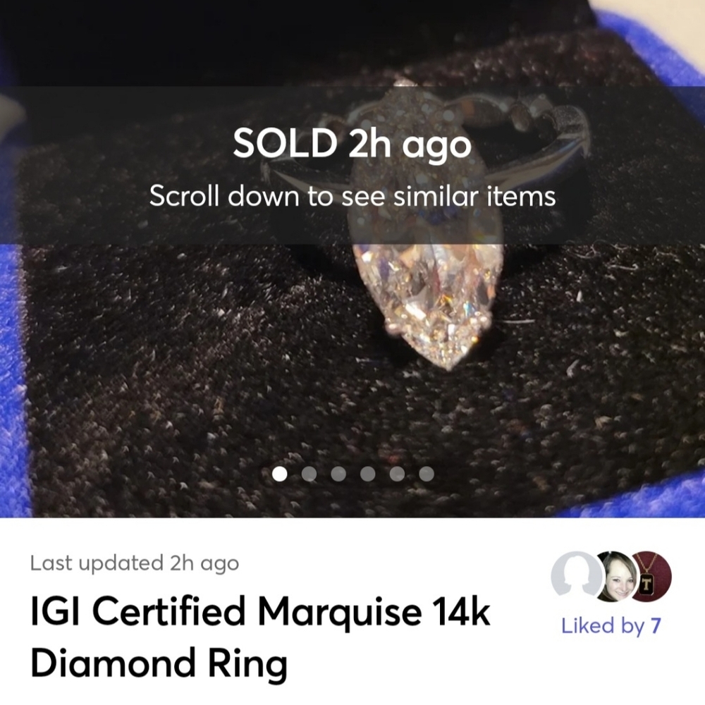 IGI Certified Marquise 14k Lab Grown Diamond Ring